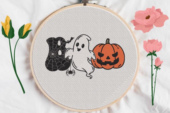 Boo Ghost Pumpkin Embroidery