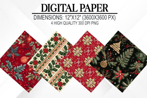 Christmas Embroidery Digital Papers