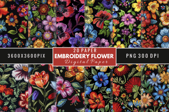 Embroidery Flower Pattern Digital Papers Review