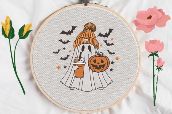Ghost Coffee Pumpkin Halloween Embroidery Review