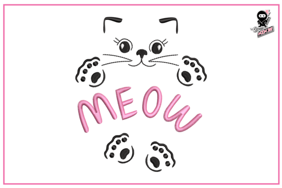 Meow - Cute Cat Silhouette Embroidery