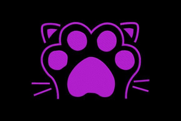 Purple Cat Paw Embroidery