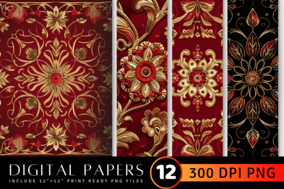 Red Gold Embroidery Pattern Review