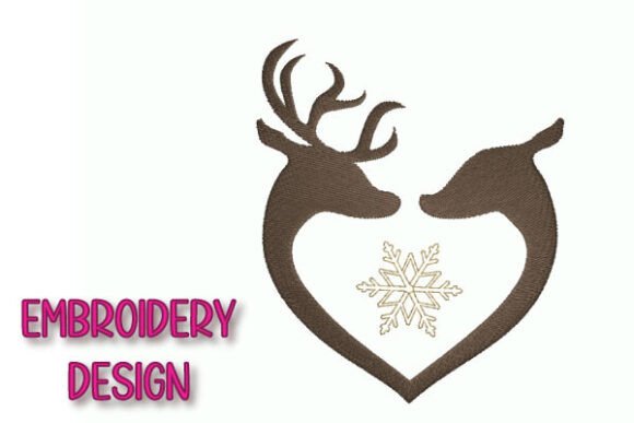 Reindeer Heart with Snowflake Embroidery