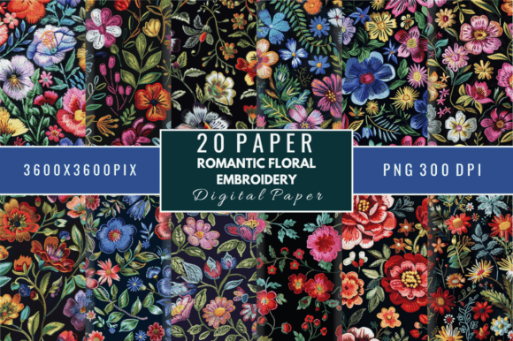Romantic Floral Embroidery Digital Paper Review