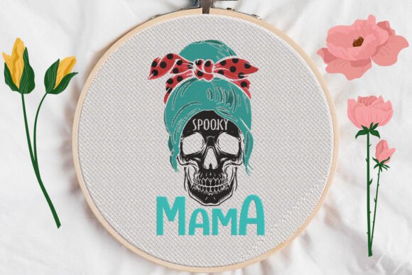 Spooky Mama Messy Bun Skull